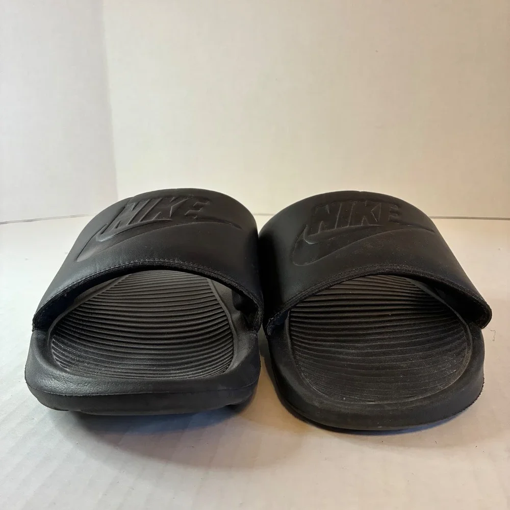 Nike Victori One Men 12 Black Slide Sandals CN9675-003 Triple Black Sport Shoes
